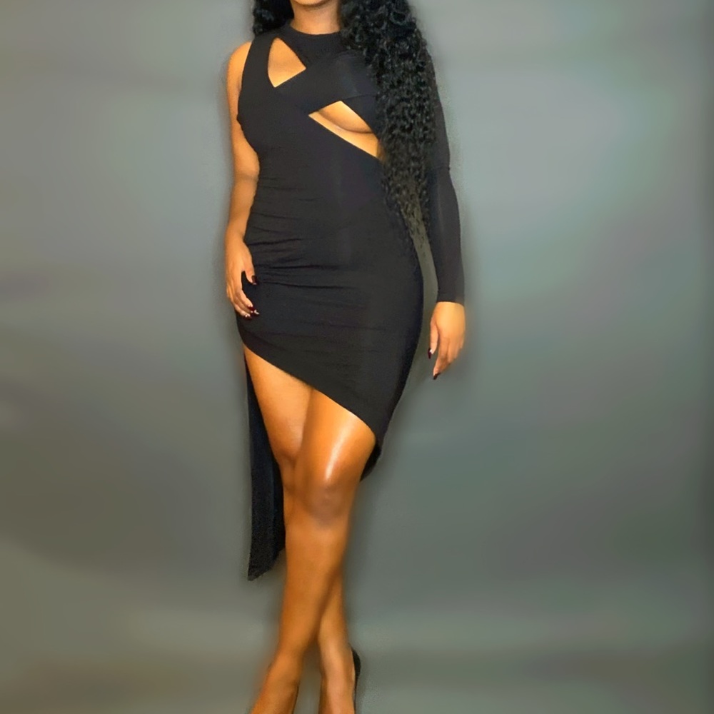 Hi low black dress